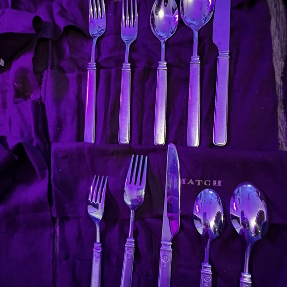 Match Gabriella Pewter Flatware 12 Complete Place Settings + Salad and Butter